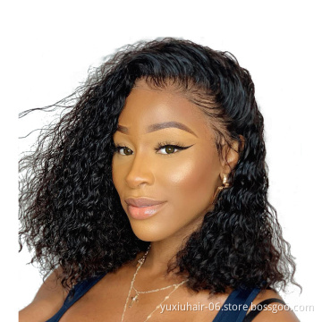 13by4 Water Wave Bob Wig Brazilian Cuticle Aligned Raw Virgin Human Hair Lace Bob Frontal Wigs 150% Density For Black Women